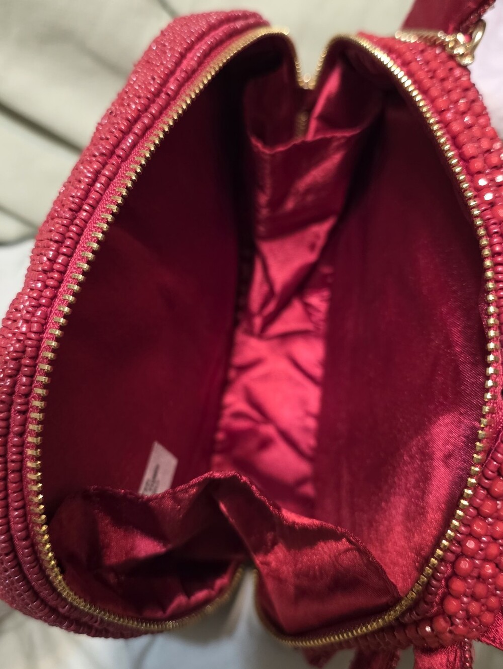 Handcrafted in India Red Crab Gold Eyes Beaded Crossbody Bag Tiktok Viral - Picture 6 of 7